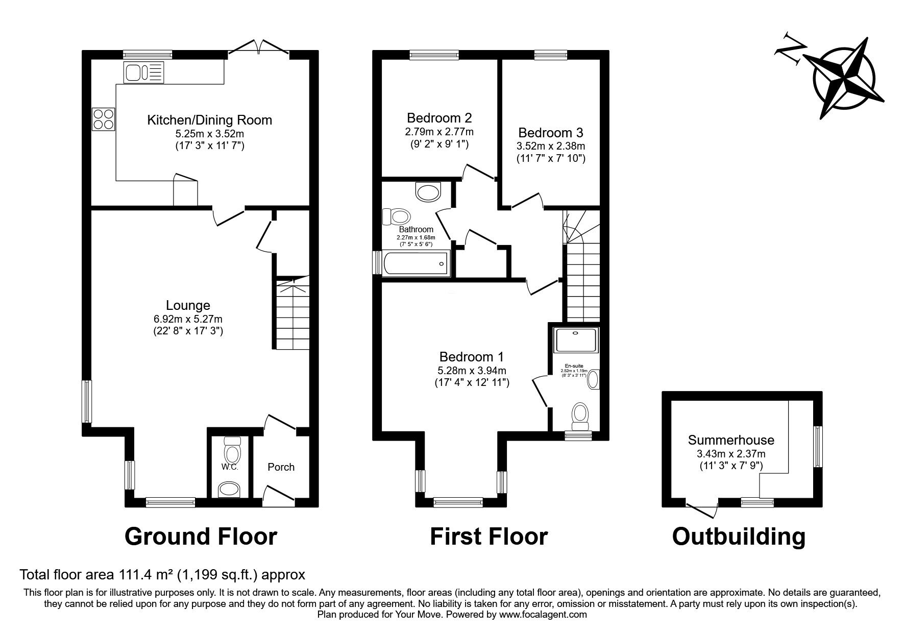 Floorplan of 3 bedroom Semi Detached House for sale, Fore Street, Praze, Cornwall, TR14