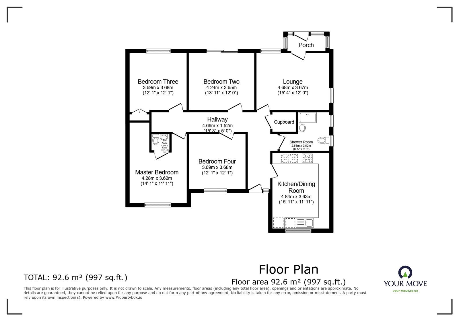 Floorplan of 4 bedroom Detached Bungalow for sale, Pendarves Road, Camborne, Cornwall, TR14