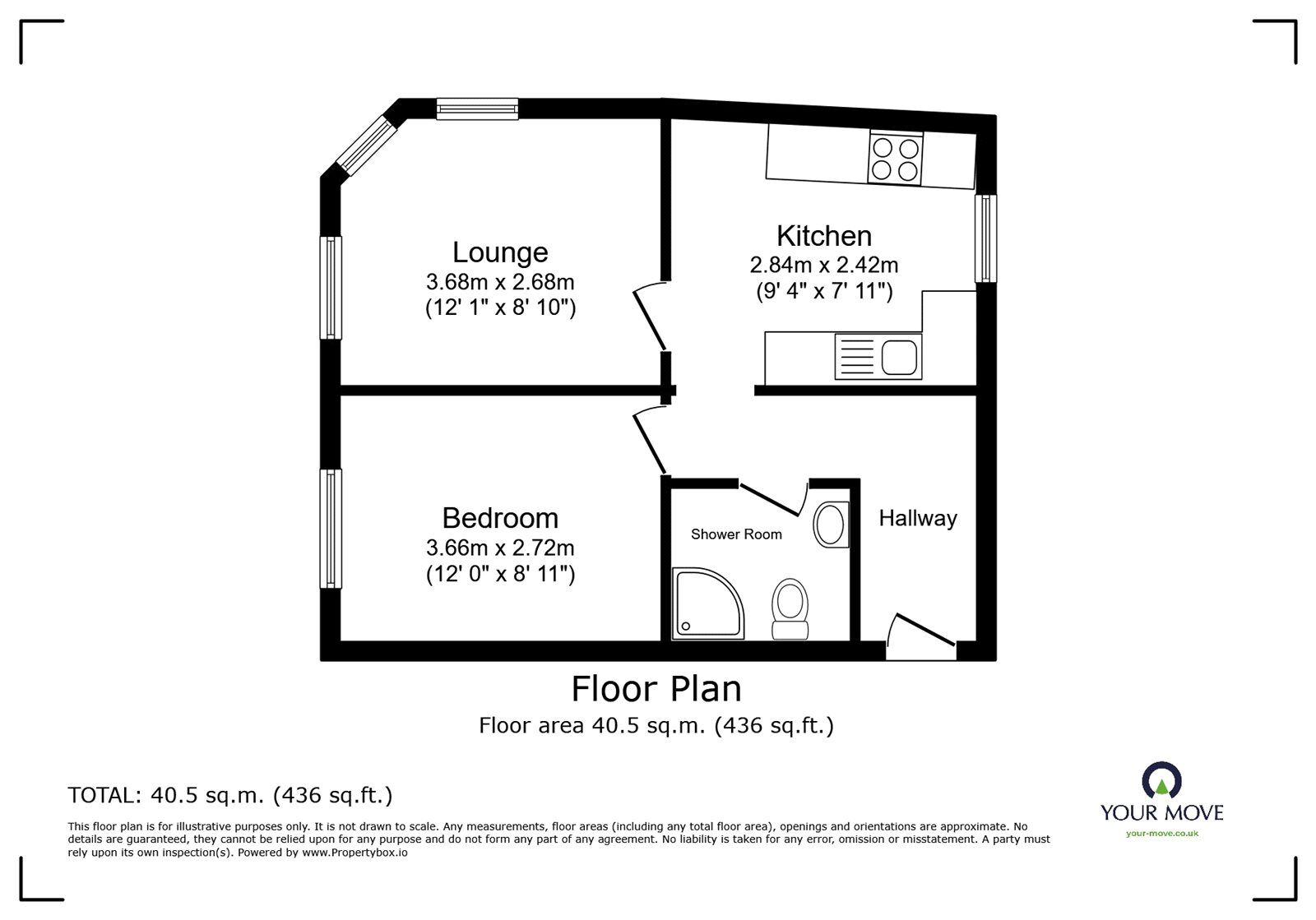 Floorplan of 1 bedroom  Flat for sale, Tolgarrick Road, Tuckingmill, Cornwall, TR14