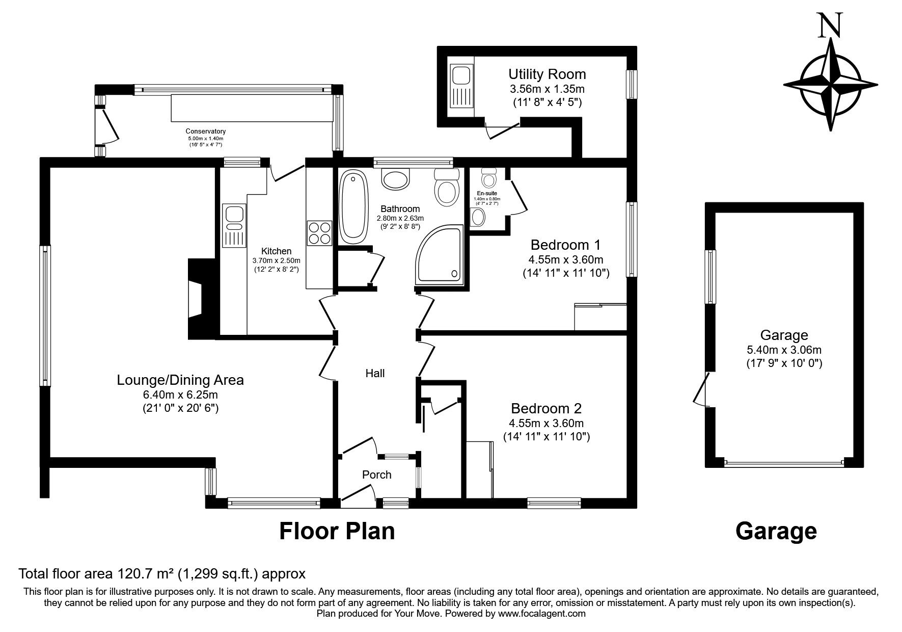 Floorplan of 2 bedroom Detached Bungalow for sale, Mount Pleasant Road, Camborne, Cornwall, TR14