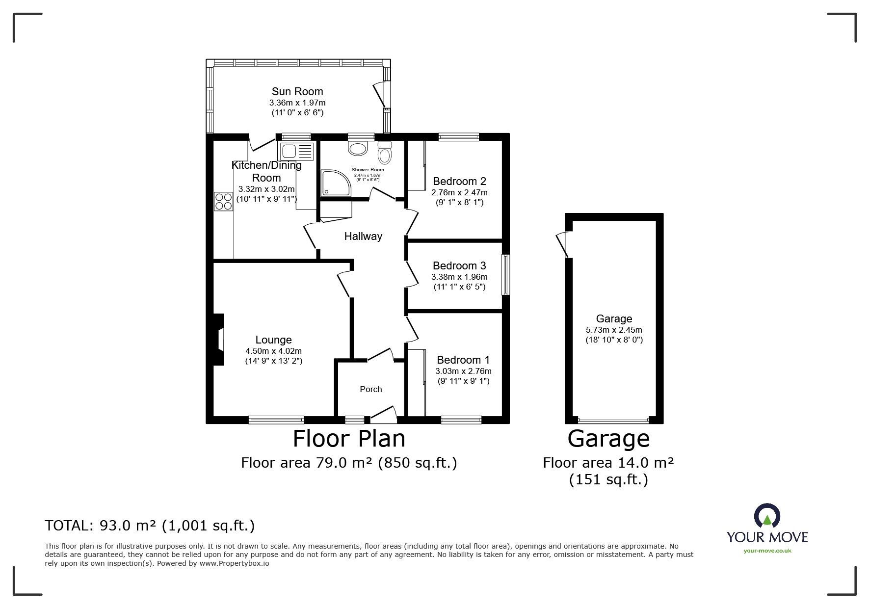 Floorplan of 3 bedroom Semi Detached Bungalow for sale, Holman Avenue, Camborne, Cornwall, TR14