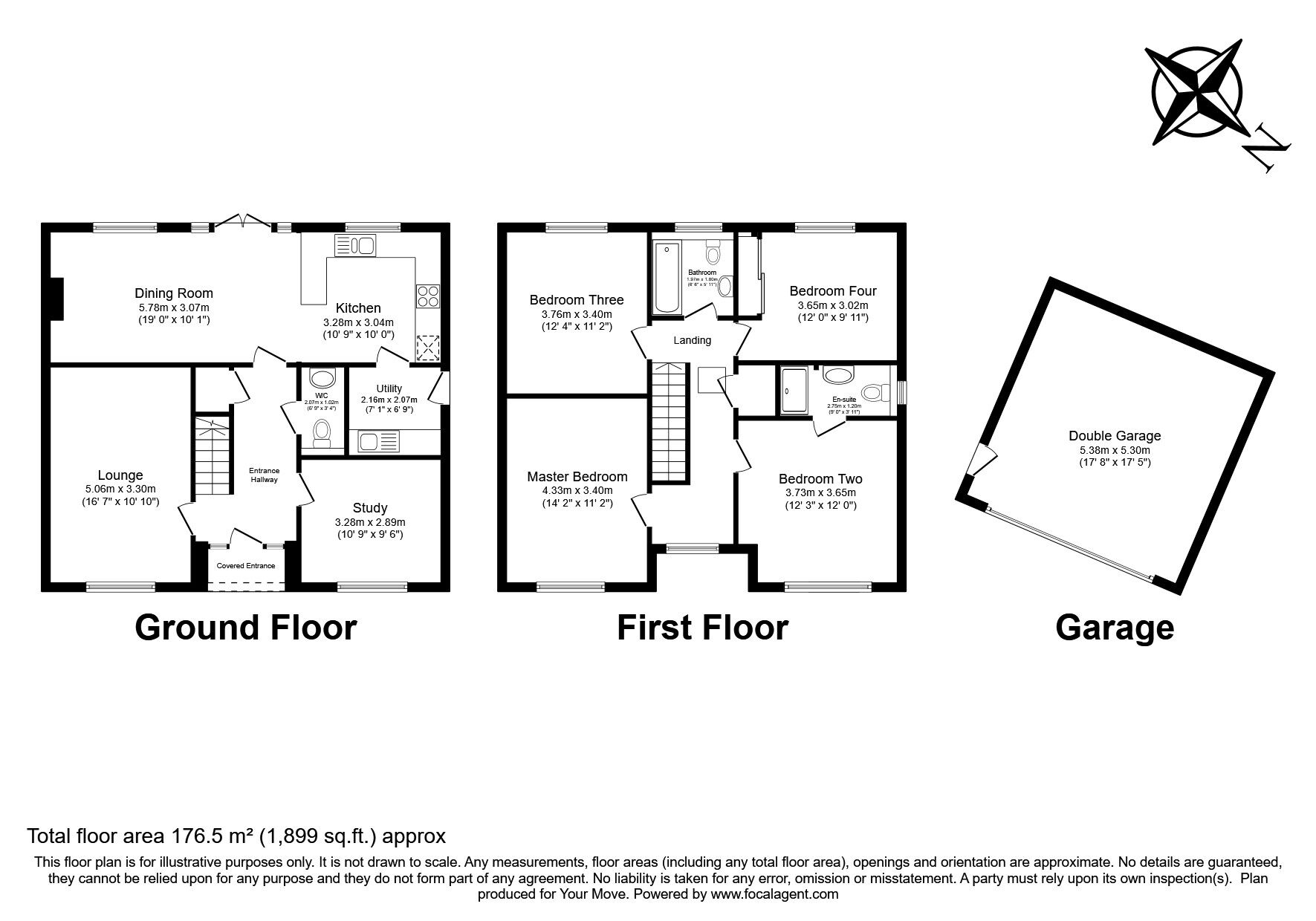 Floorplan of 4 bedroom Detached House for sale, Gwel Tregennow, Camborne, Cornwall, TR14