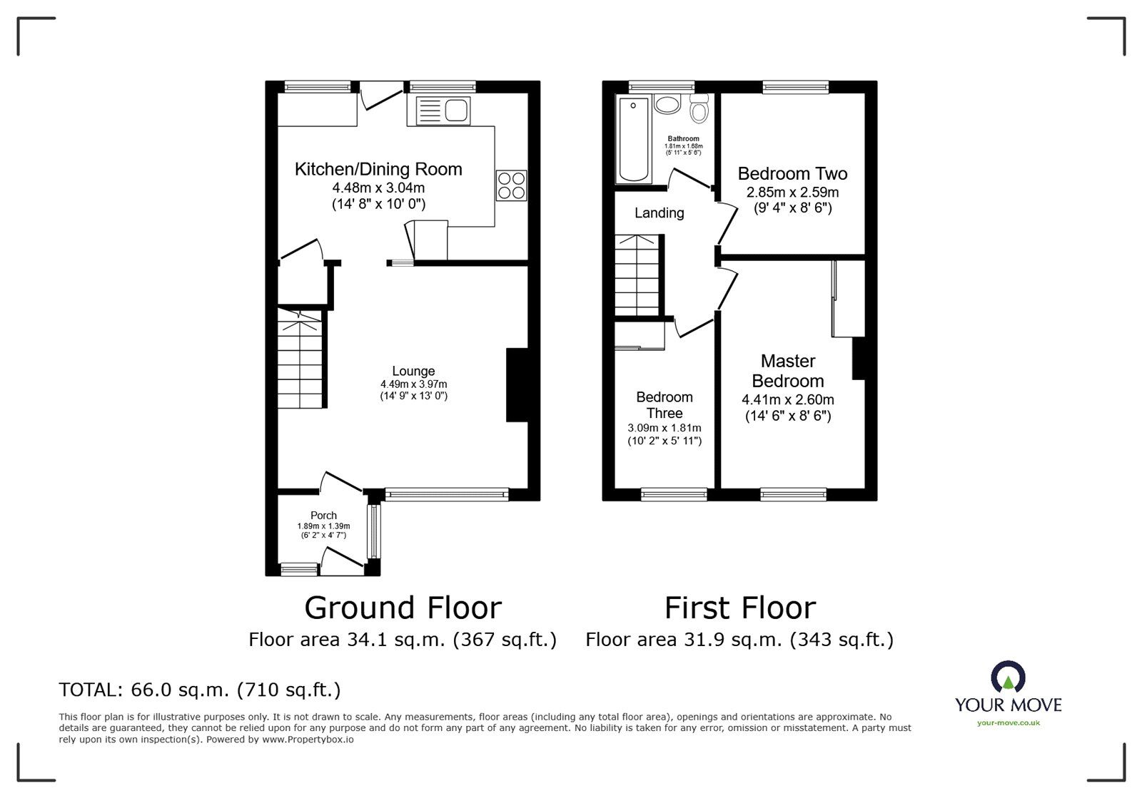 Floorplan of 3 bedroom Mid Terrace House for sale, Aneray Road, Camborne, Cornwall, TR14