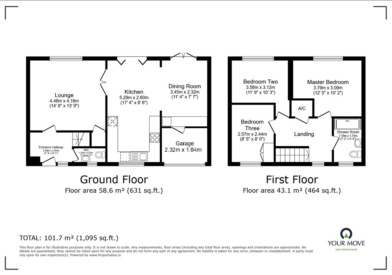 Floorplan of 3 bedroom Link Detached House for sale, Willow Drive, Camborne, Cornwall, TR14