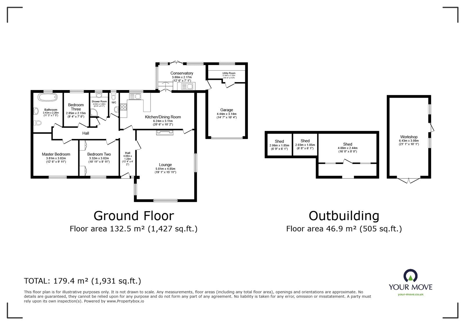 Floorplan of 3 bedroom Detached Bungalow for sale, Roseworthy, Camborne, Cornwall, TR14