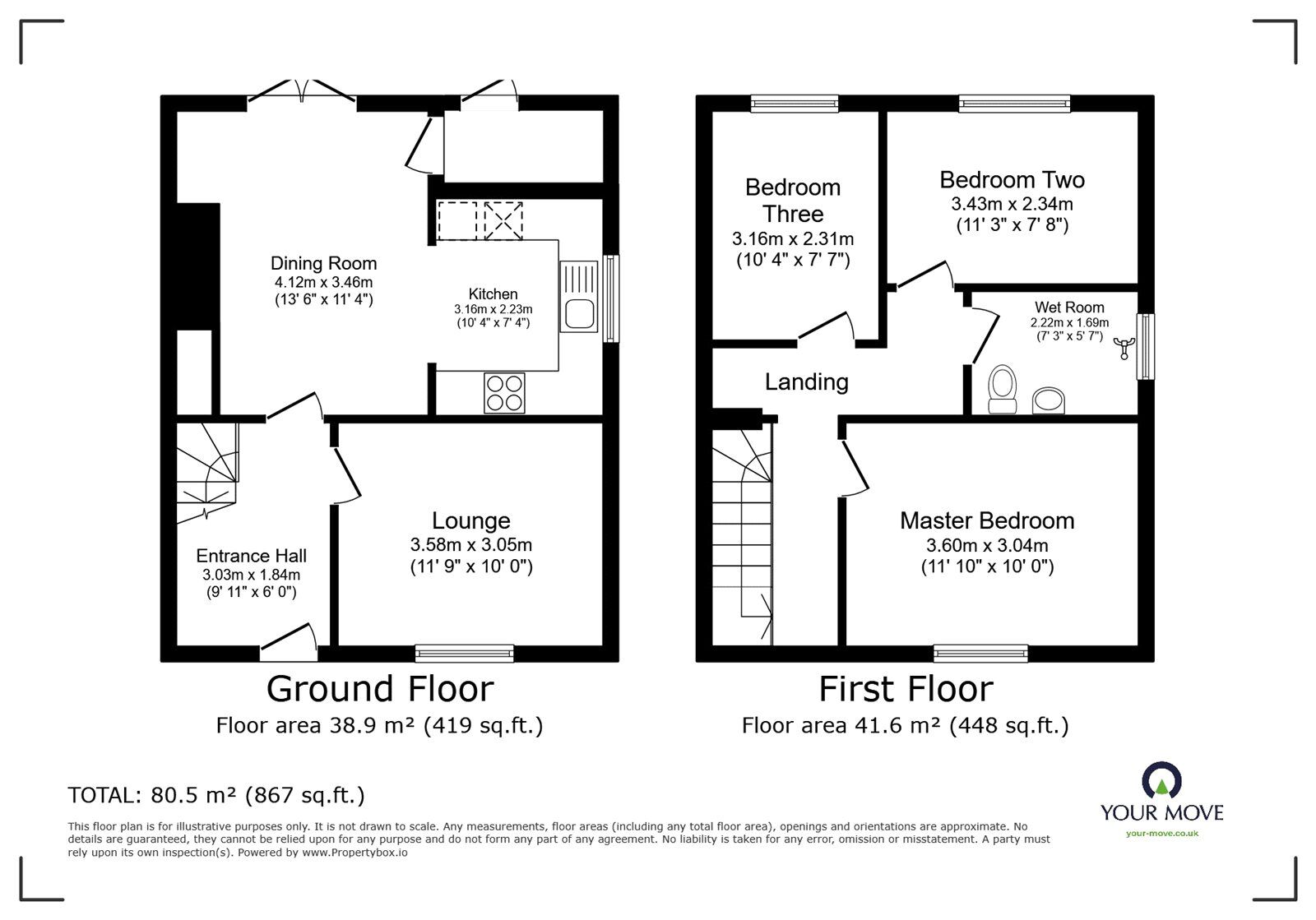 Floorplan of 3 bedroom Semi Detached House for sale, Close Hill, Redruth, Cornwall, TR15