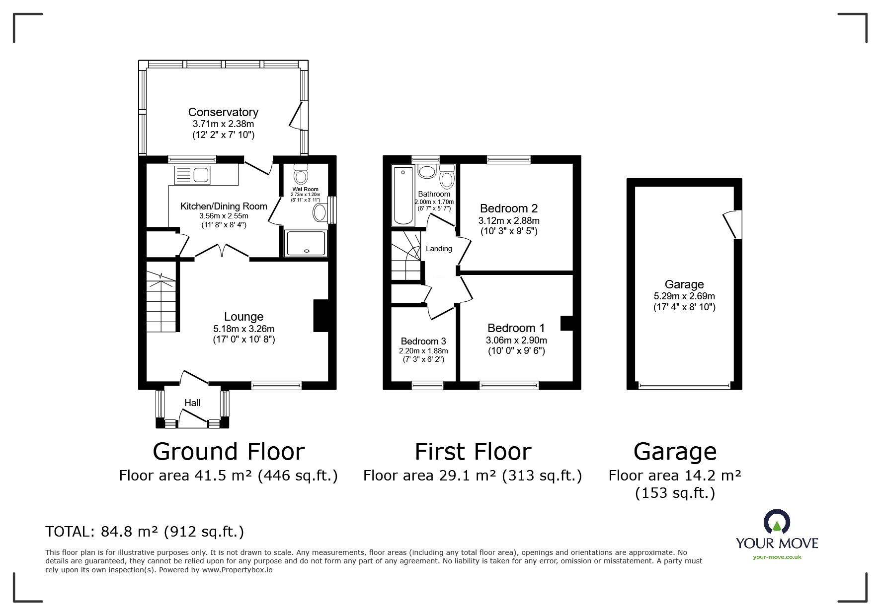 Floorplan of 3 bedroom End Terrace House for sale, Foundry Road, Camborne, Cornwall, TR14