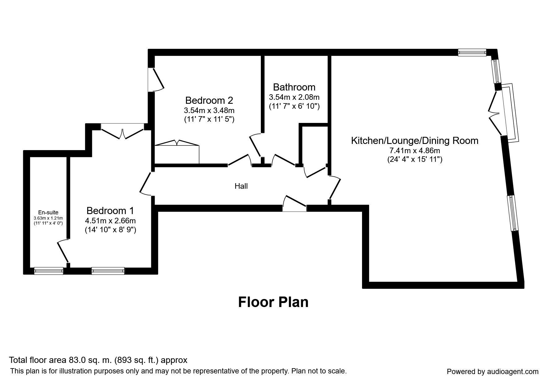 Floorplan of 2 bedroom  Flat to rent, Stour Street, Canterbury, Kent, CT1