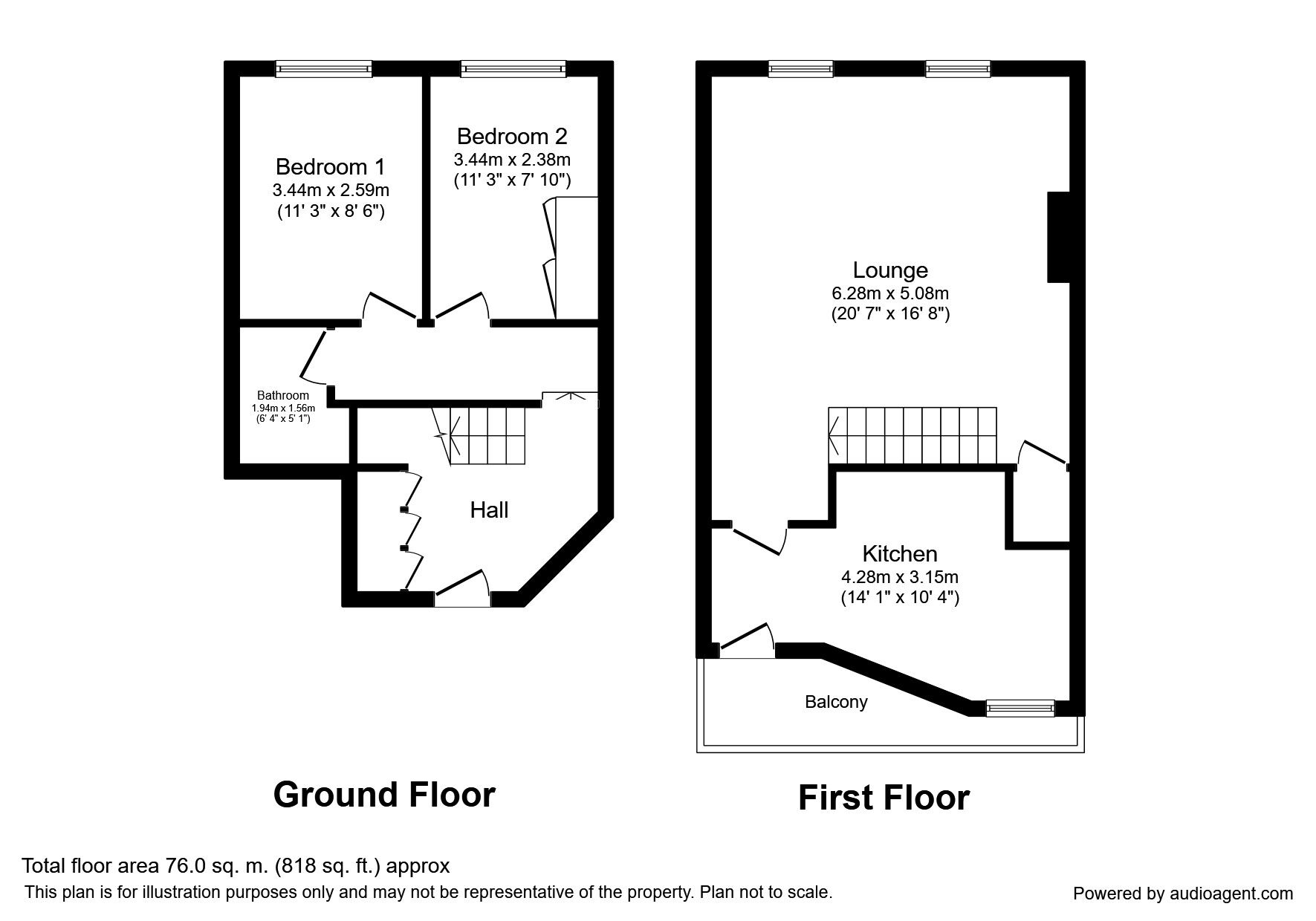 Floorplan of 2 bedroom  Flat to rent, Hollow Lane, Canterbury, Kent, CT1