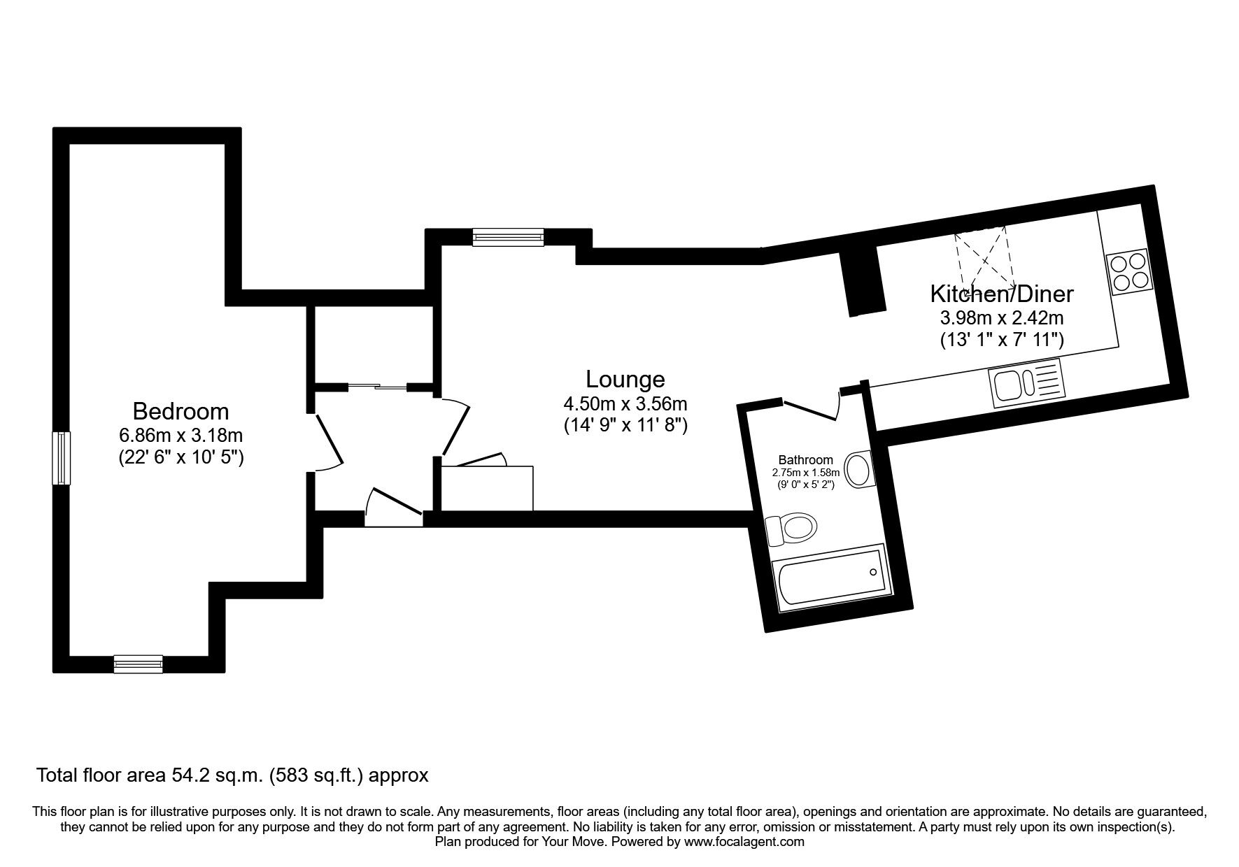 Floorplan of 1 bedroom  Flat to rent, Mercery Lane, Canterbury, CT1