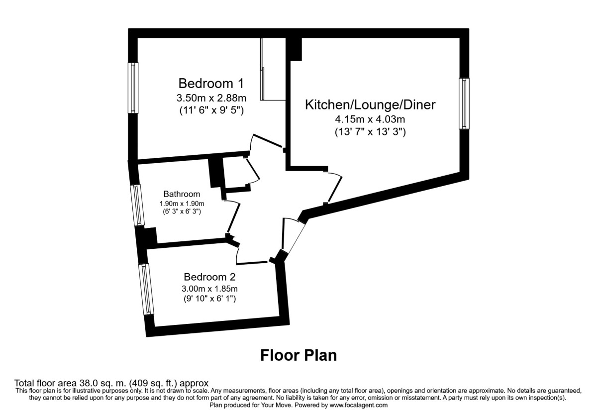 Floorplan of 1 bedroom  Flat to rent, Station Road West, Canterbury, Kent, CT2