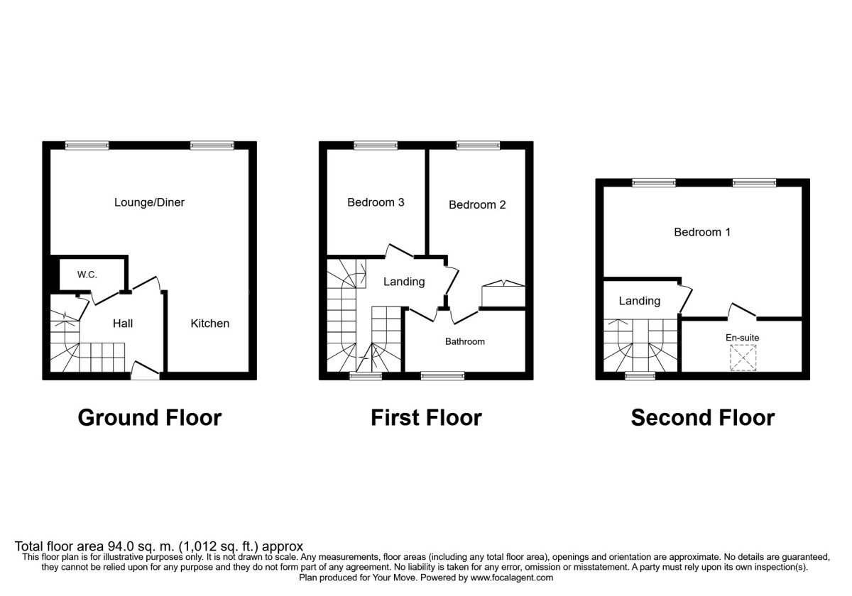 Floorplan of 3 bedroom Mid Terrace House to rent, Stour Street, Canterbury, Kent, CT1