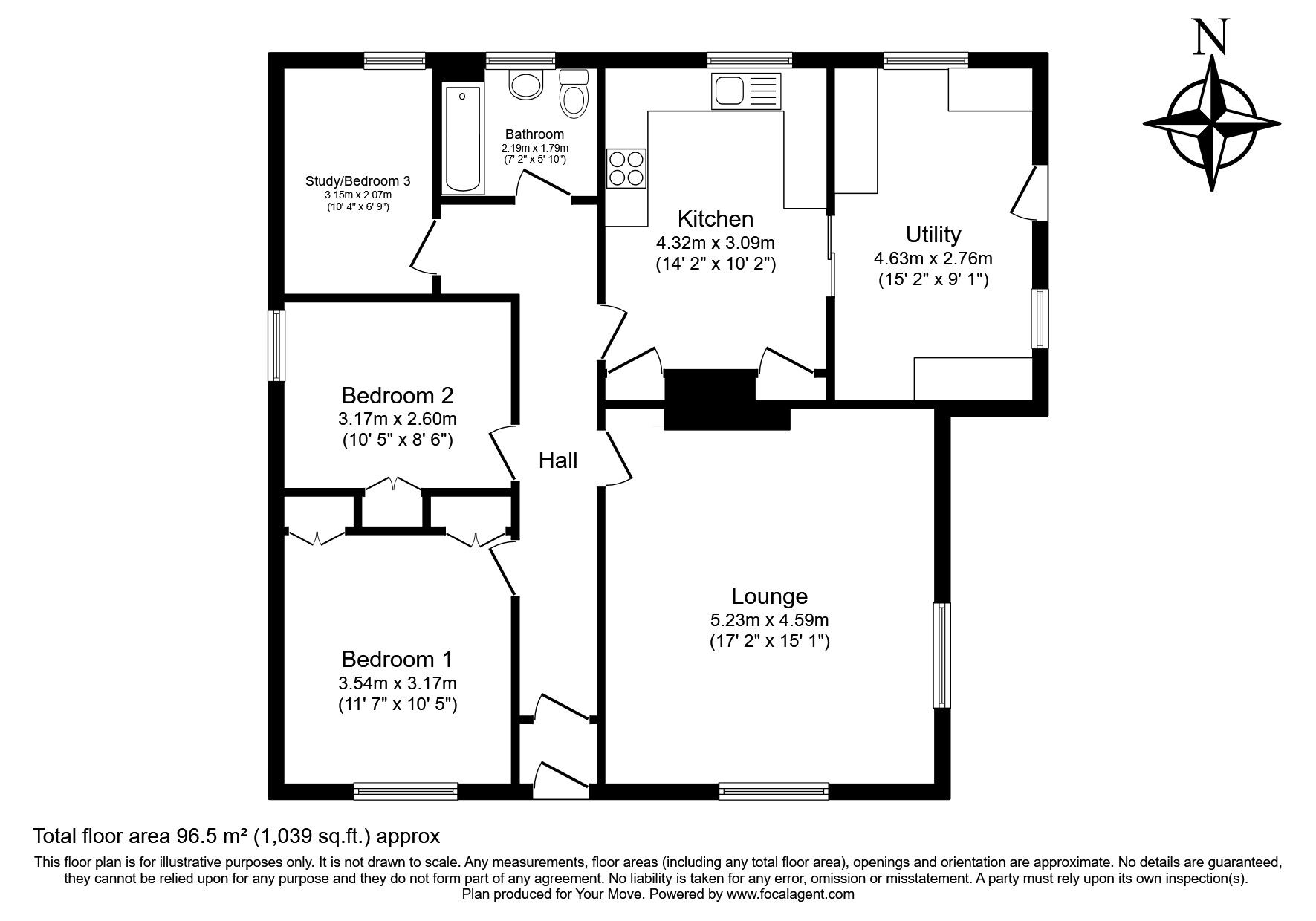 Floorplan of 3 bedroom Detached Bungalow for sale, Out Elmstead Lane, Barham, Kent, CT4