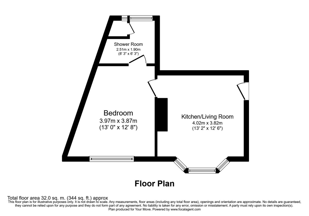 Floorplan of 1 bedroom  Flat to rent, Oxford Road, Canterbury, Kent, CT1