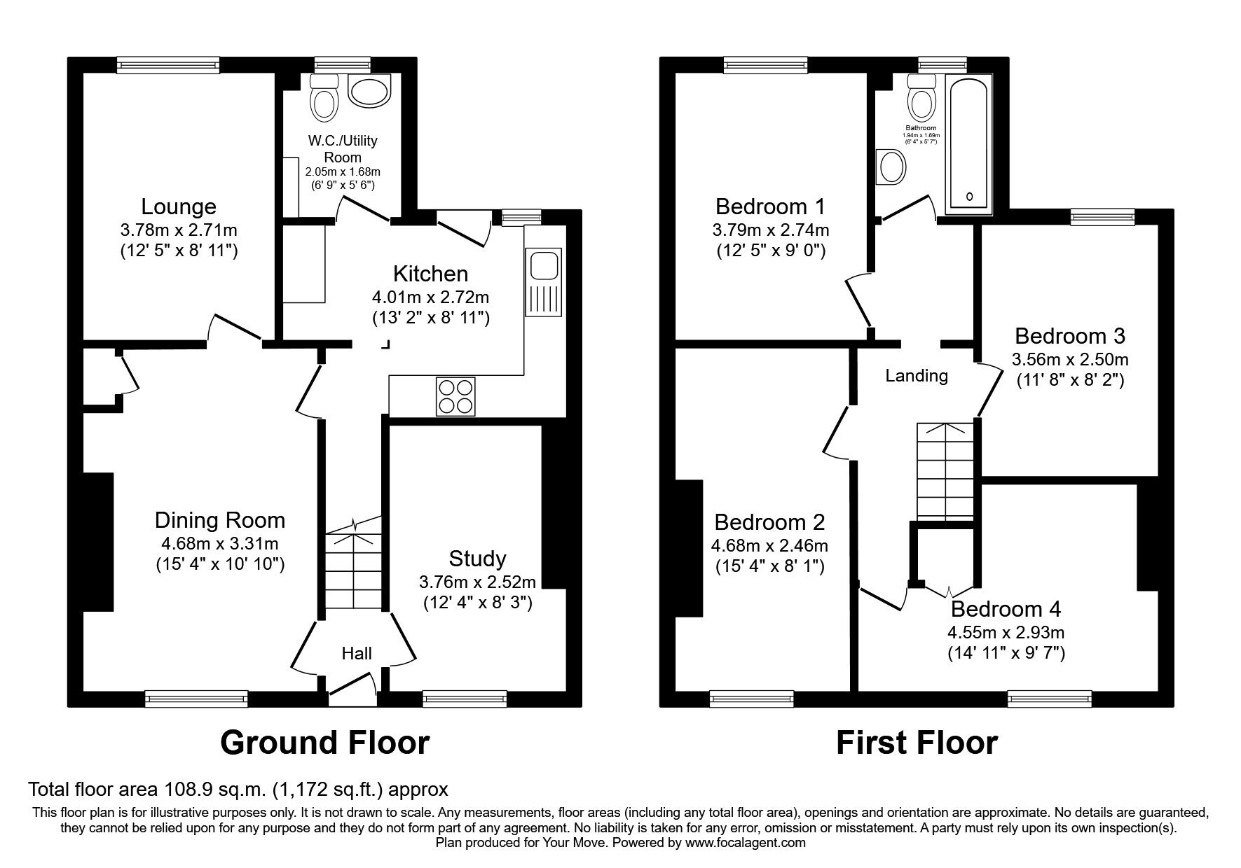 Floorplan of 4 bedroom Semi Detached House for sale, Rough Common Road, Rough Common, Kent, CT2