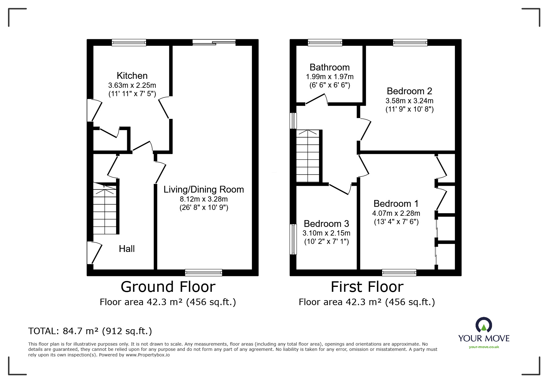 Floorplan of 3 bedroom Semi Detached House for sale, Hawthorn Avenue, Canterbury, Kent, CT2