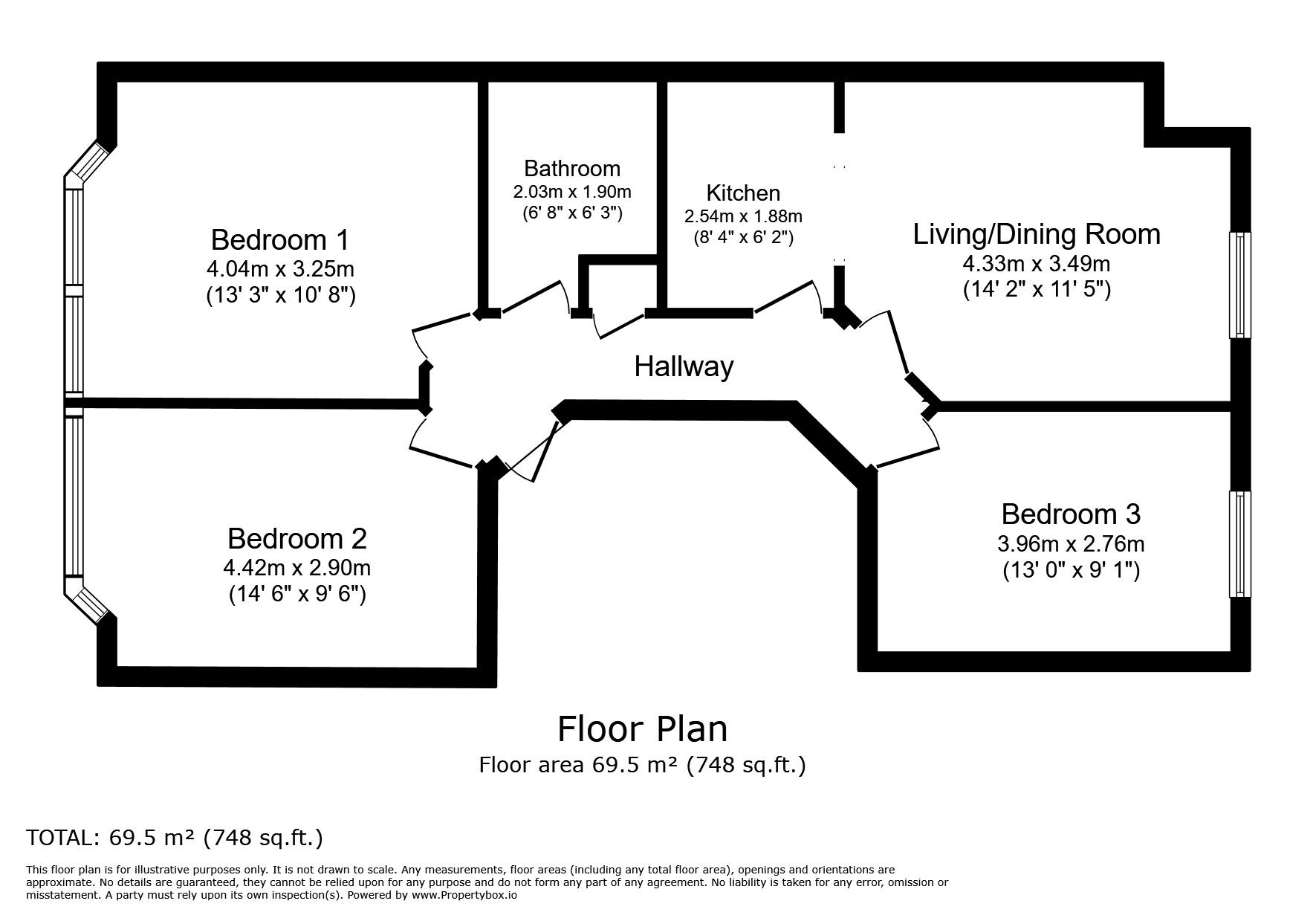 Floorplan of 3 bedroom  Flat for sale, Nunnery Fields, Canterbury, Kent, CT1