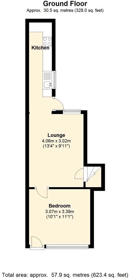 Floorplan of 3 bedroom End Terrace House to rent, Northgate, Canterbury, Kent, CT1