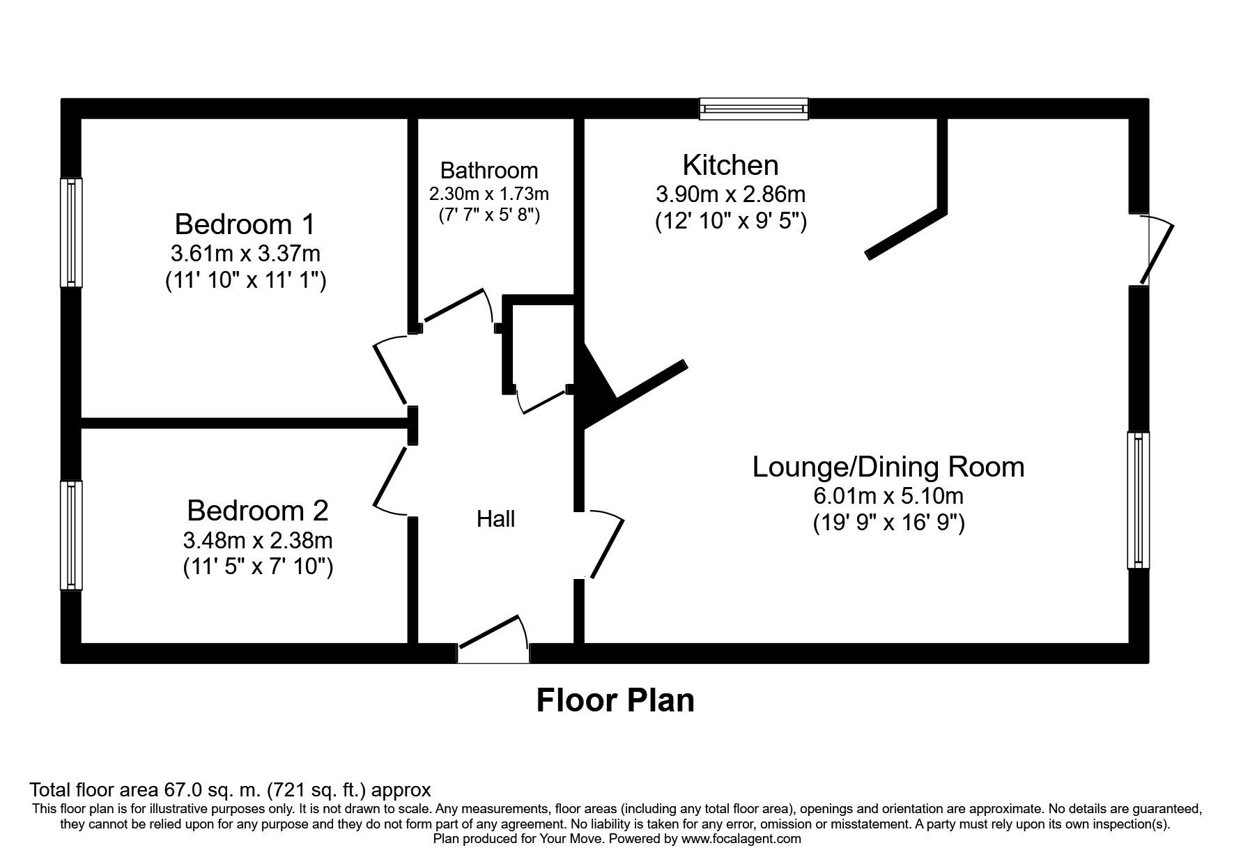 Floorplan of 2 bedroom  Flat for sale, Station Road West, Canterbury, Kent, CT2