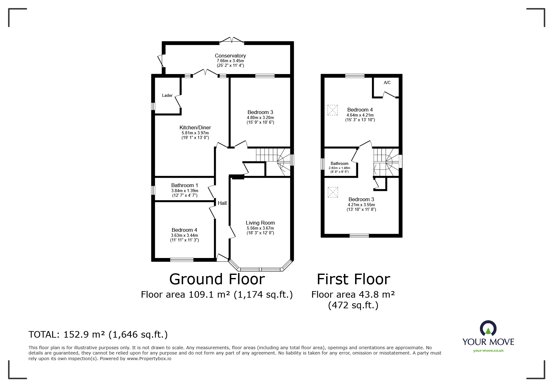 Floorplan of 4 bedroom Detached Bungalow for sale, Cherry Garden Road, Canterbury, Kent, CT2