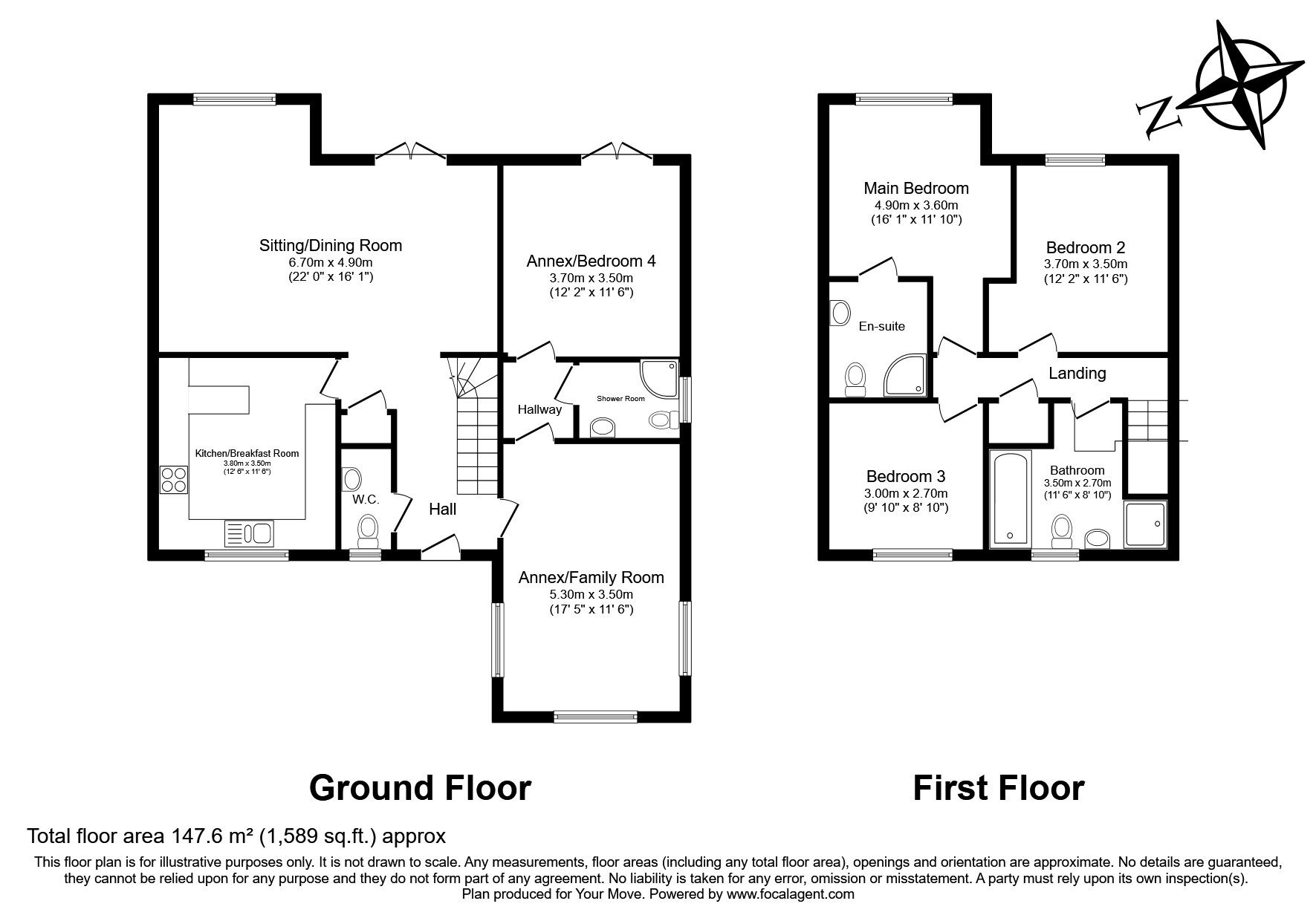 Floorplan of 4 bedroom Semi Detached House for sale, Nackington Road, Canterbury, Kent, CT4