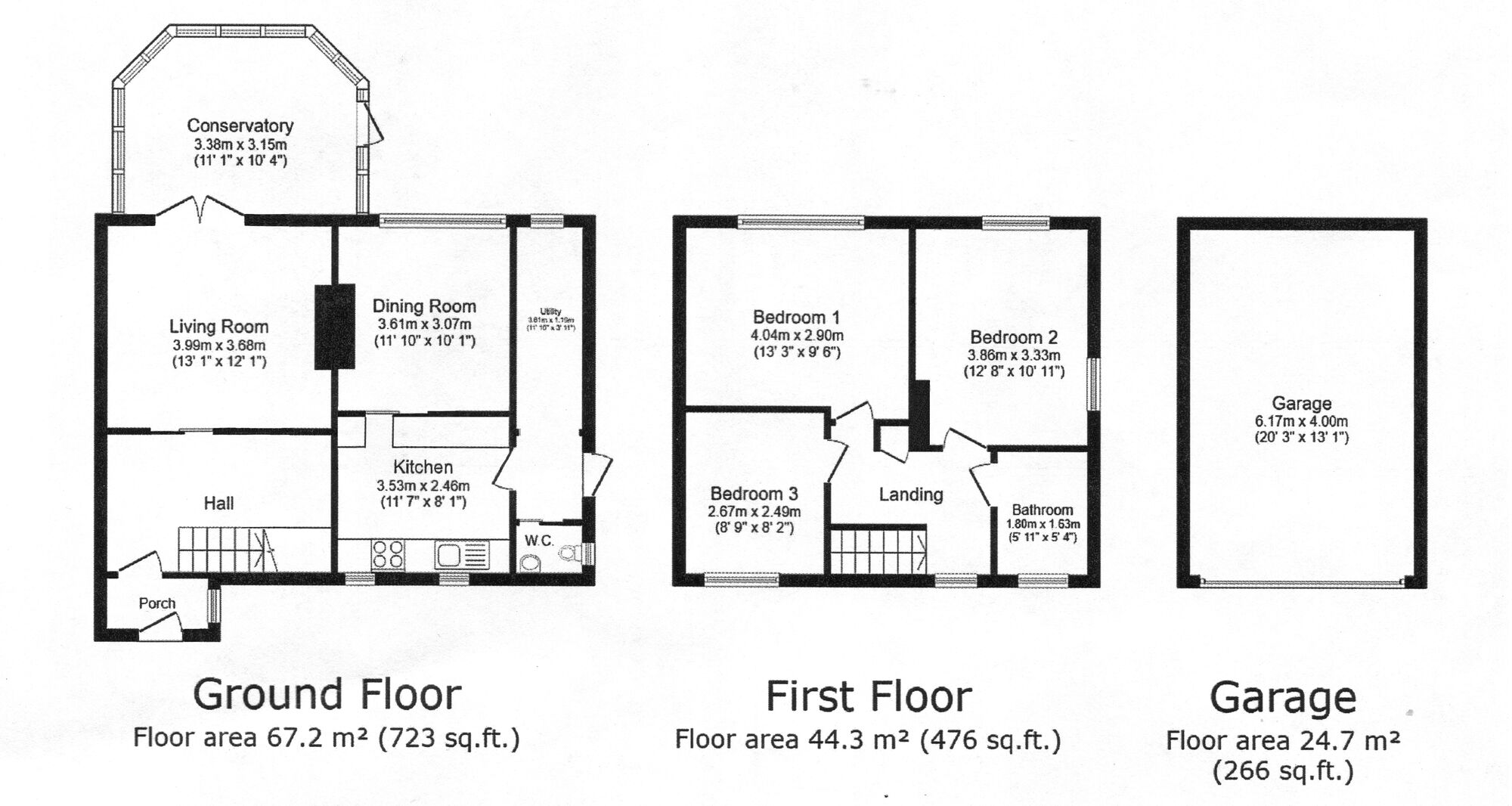 Floorplan of 3 bedroom Semi Detached House for sale, Vicarage Hill, Petham, Kent, CT4