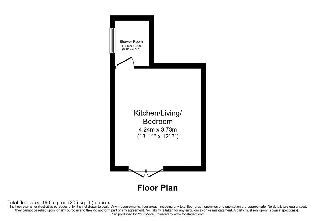 Floorplan of 1 bedroom Semi Detached Bungalow to rent, Stone Street, Petham, Kent, CT4