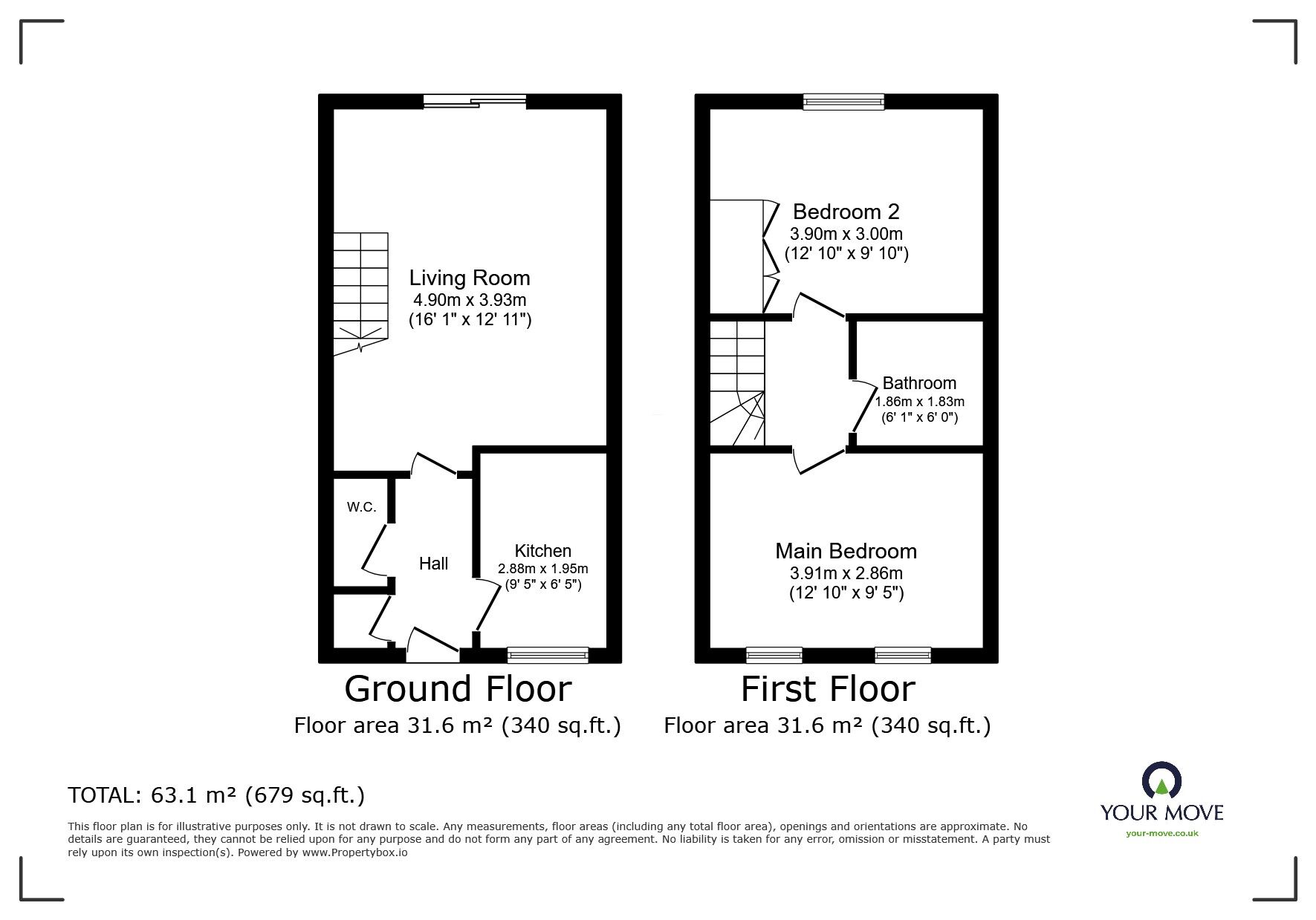 Floorplan of 2 bedroom Mid Terrace House for sale, Dorman Avenue North, Aylesham, Kent, CT3