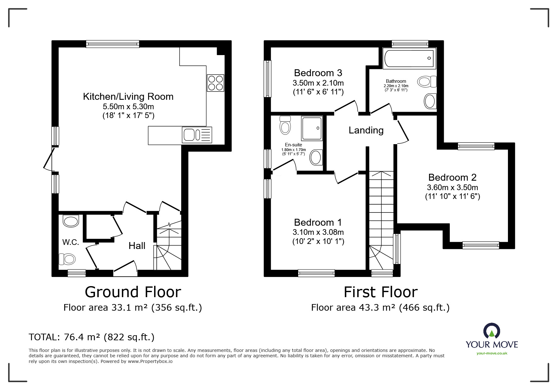 Floorplan of 3 bedroom Semi Detached House for sale, Clearwater Mews, Canterbury, Kent, CT1