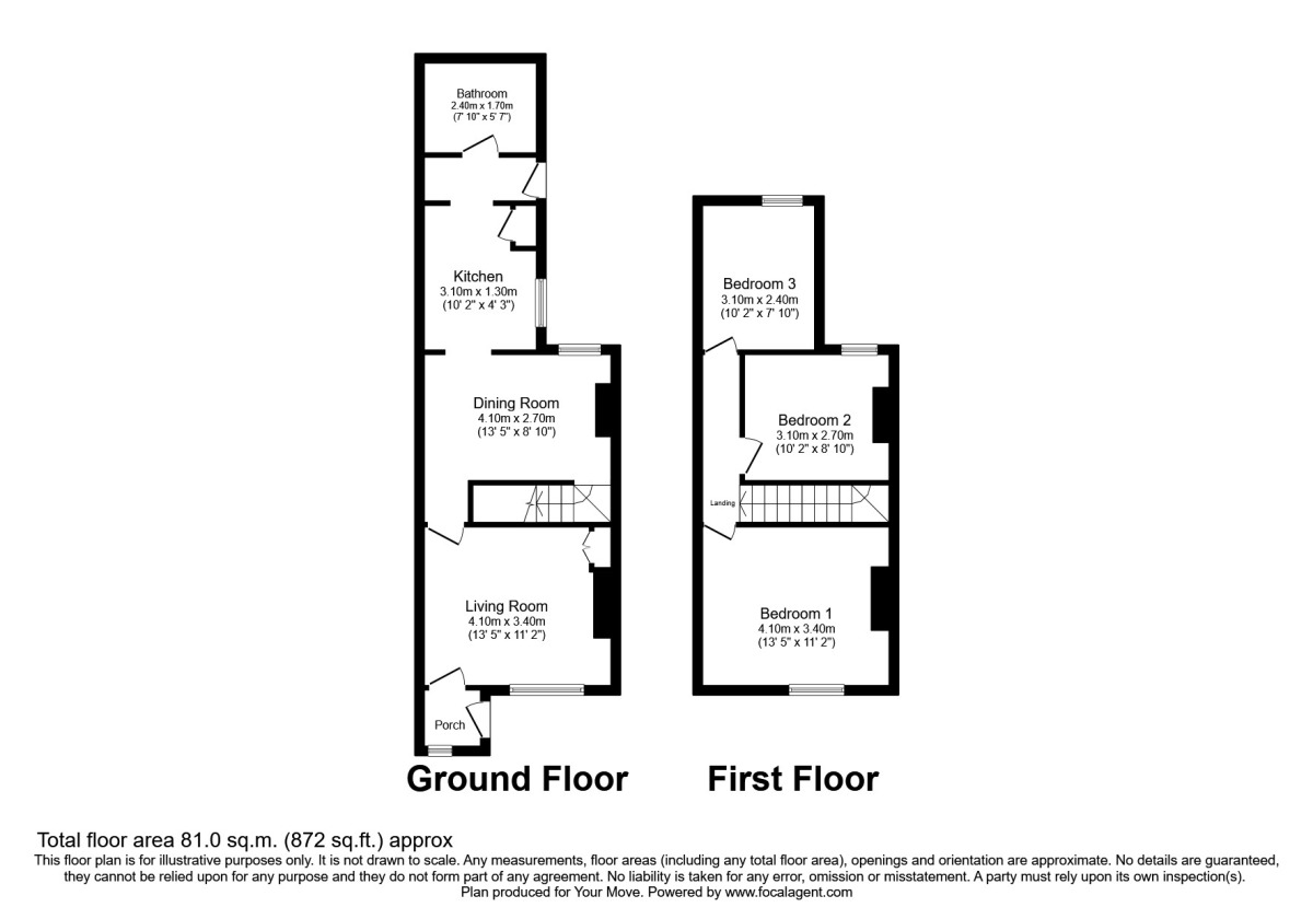 Floorplan of 3 bedroom Mid Terrace House to rent, Petteril Terrace, Carlisle, CA1