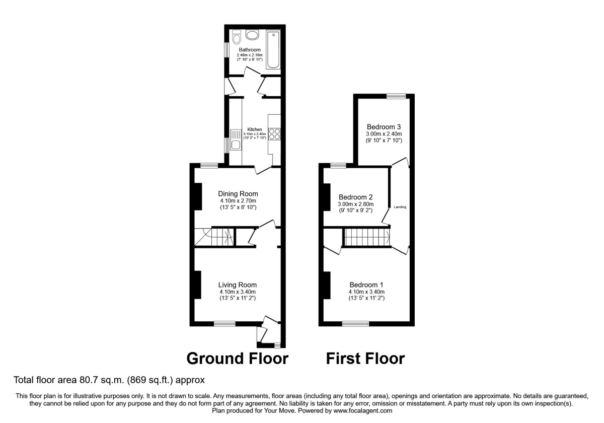 Floorplan of 3 bedroom Mid Terrace House to rent, Petteril Terrace, Carlisle, CA1