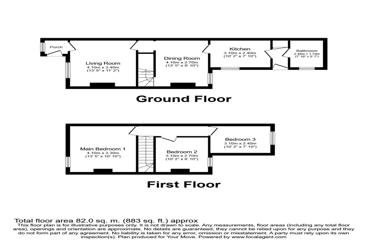 Floorplan of 3 bedroom Mid Terrace House to rent, Petteril Terrace, Carlisle, Cumbria, CA1