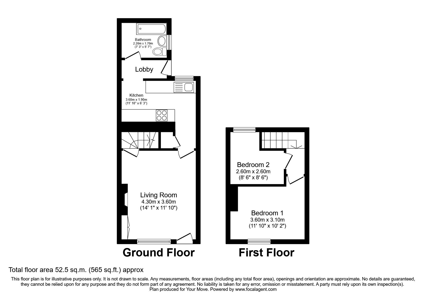 Floorplan of 2 bedroom Mid Terrace House to rent, Hope Street, Carlisle, Cumbria, CA2