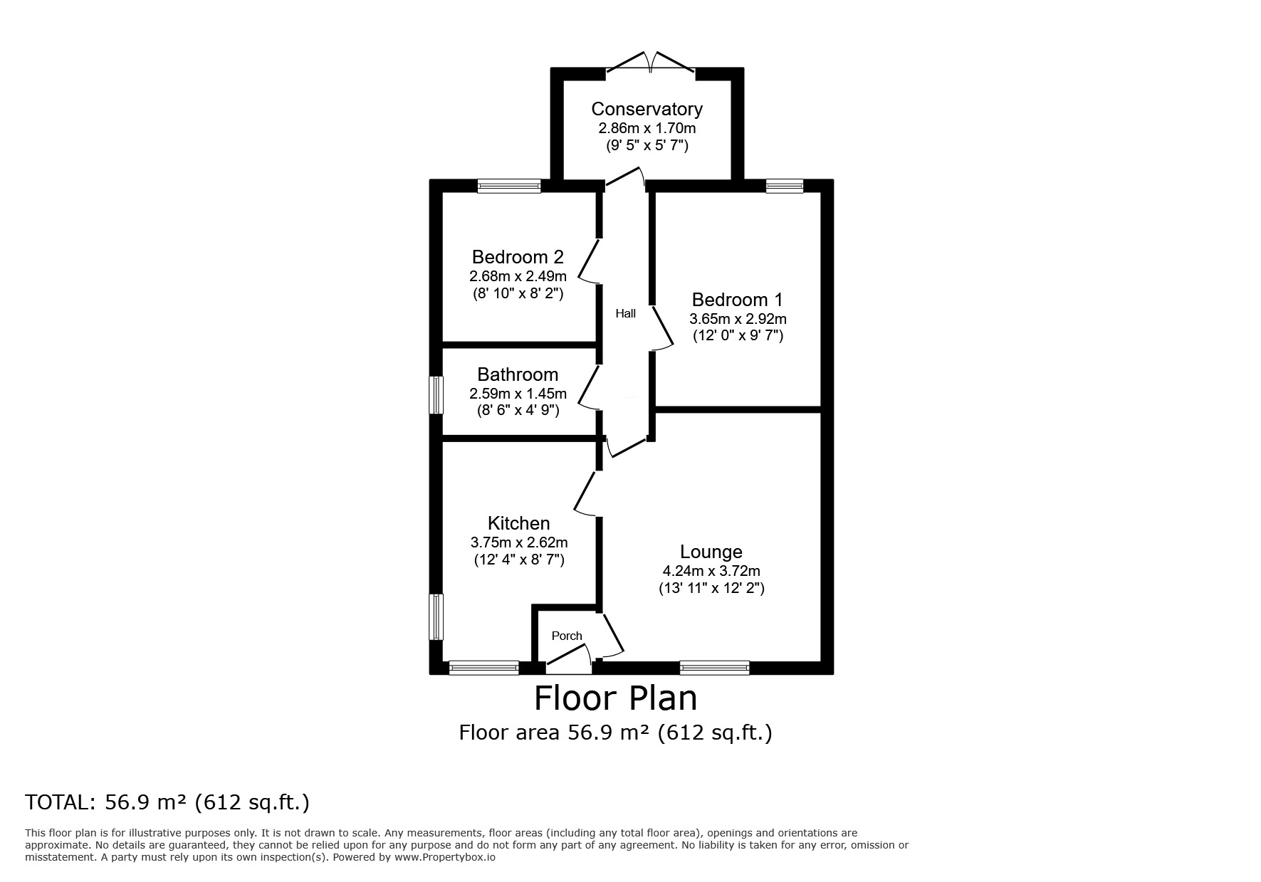 Floorplan of 2 bedroom  Bungalow to rent, The Green, Houghton, Carlisle, CA3