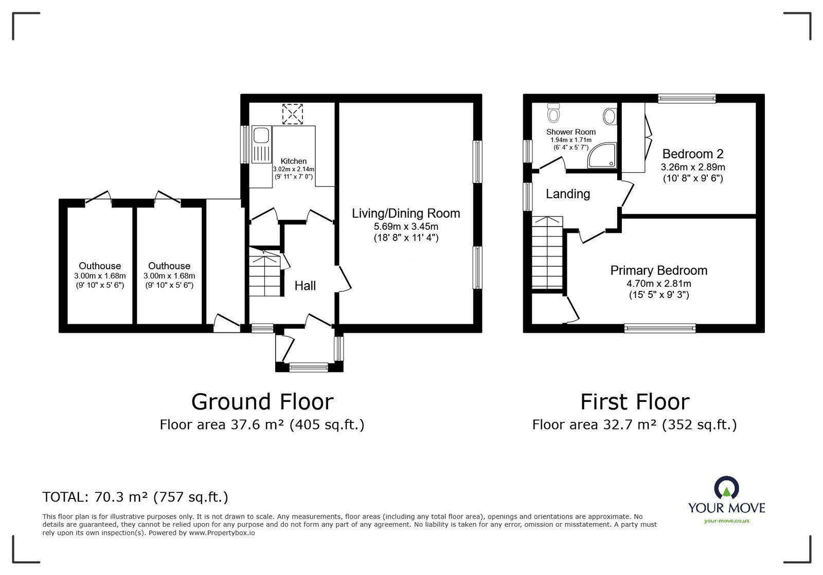 Floorplan of 2 bedroom Semi Detached House for sale, Whinrigg, Carlisle, Cumbria, CA2