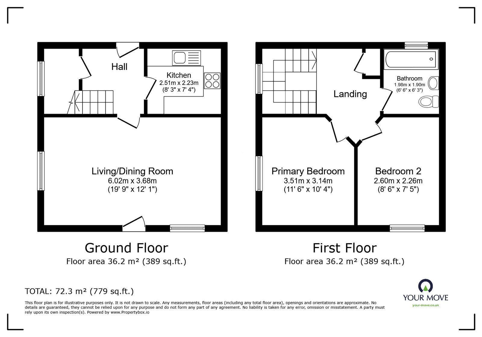 Floorplan of 2 bedroom End Terrace House for sale, Low Cross Street, Brampton, Cumbria, CA8