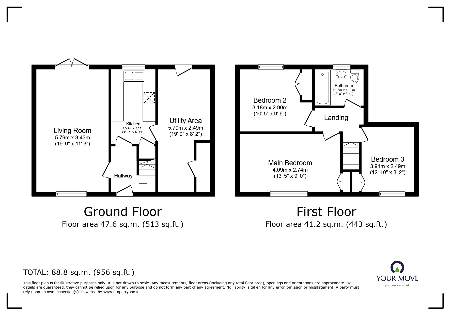 Floorplan of 3 bedroom Mid Terrace House for sale, Springfield Road, Carlisle, Cumbria, CA1