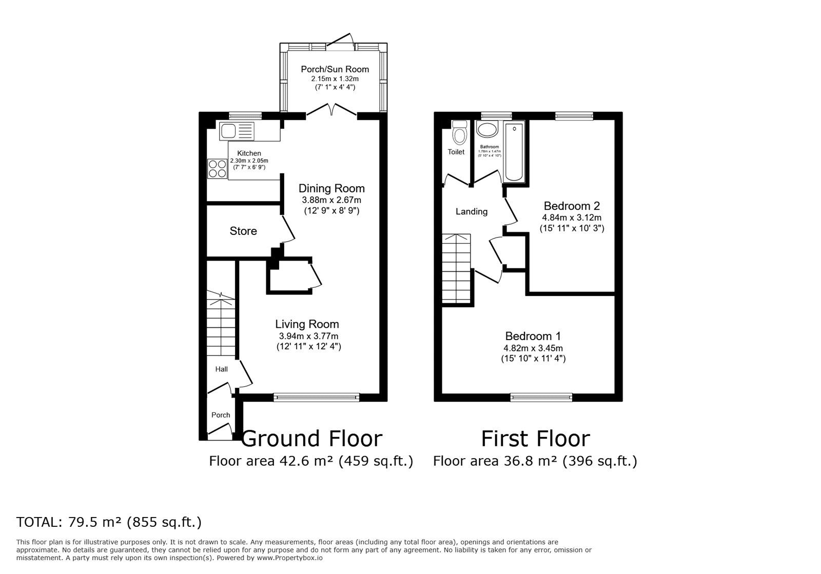 Floorplan of 2 bedroom Mid Terrace House for sale, Whernside, Carlisle, Cumbria, CA2