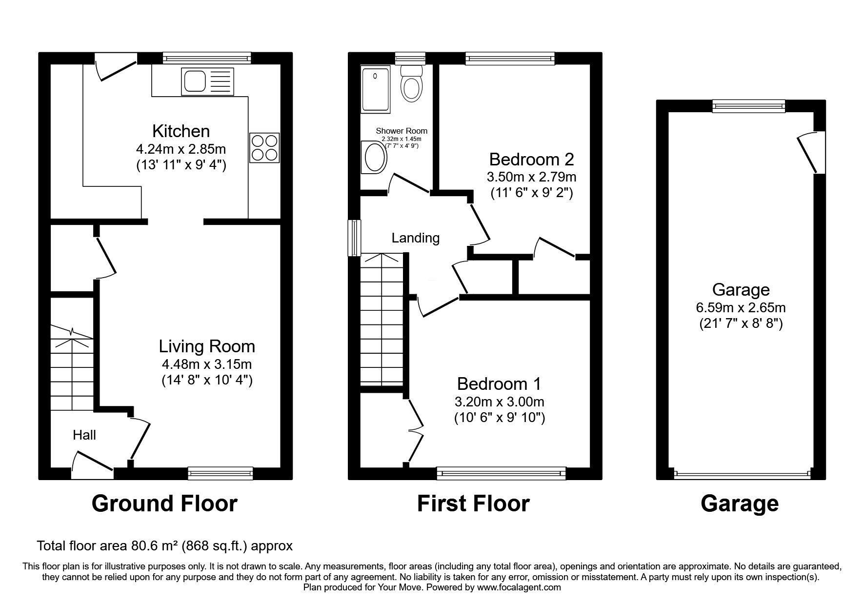 Floorplan of 2 bedroom Semi Detached House for sale, Archers Garth, Carlisle, Cumbria, CA2