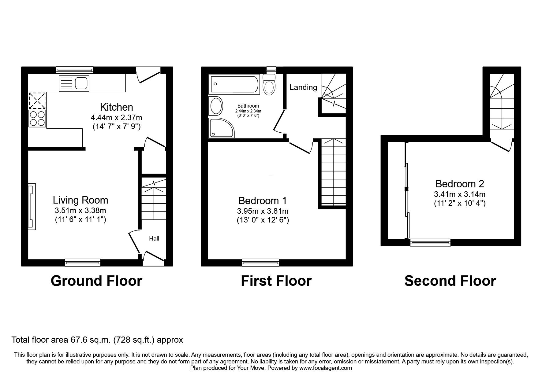 Floorplan of 2 bedroom Mid Terrace House for sale, Rydal Street, Carlisle, Cumbria, CA1