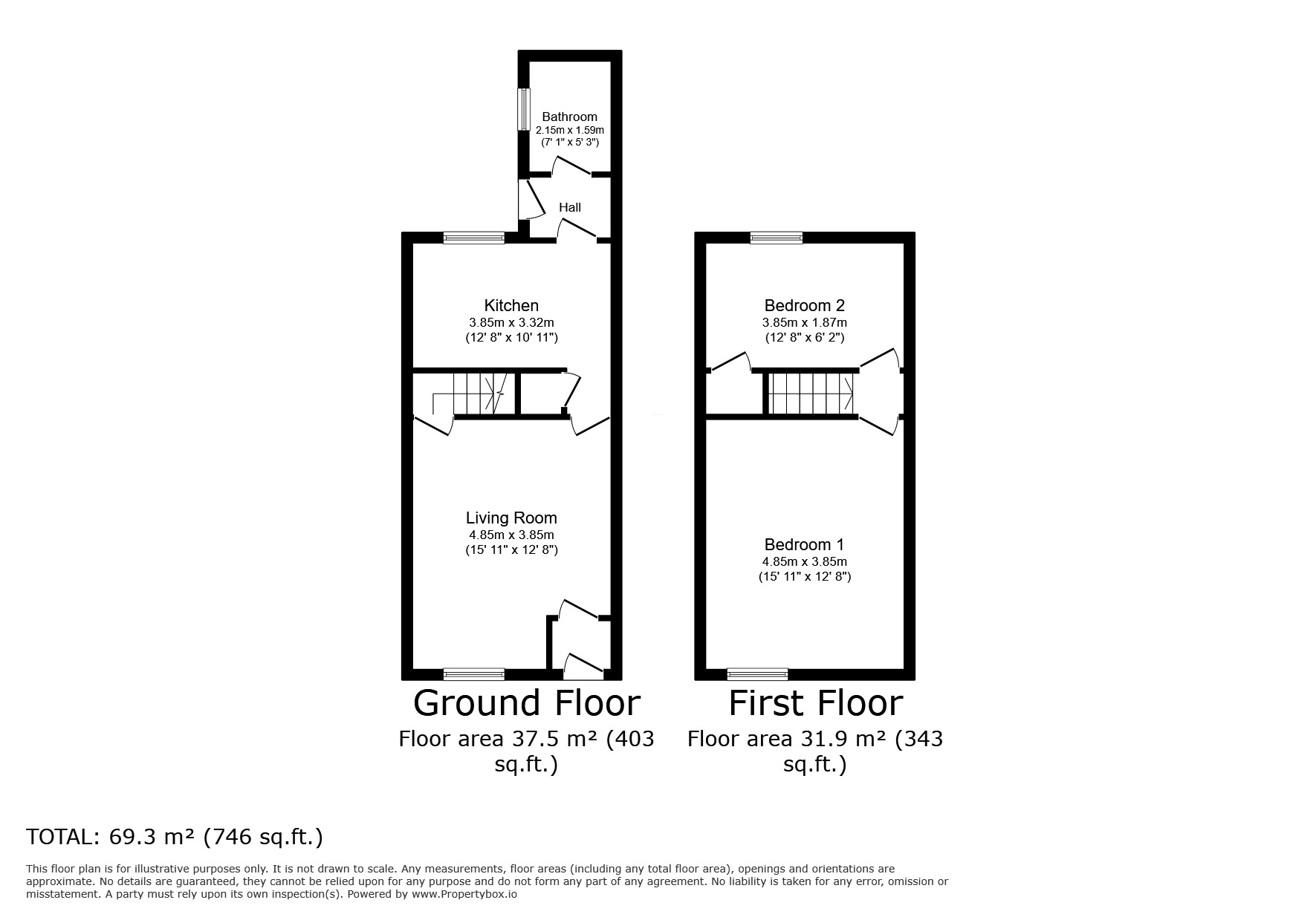 Floorplan of 2 bedroom Mid Terrace House to rent, Nelson Street, Carlisle, Cumbria, CA2