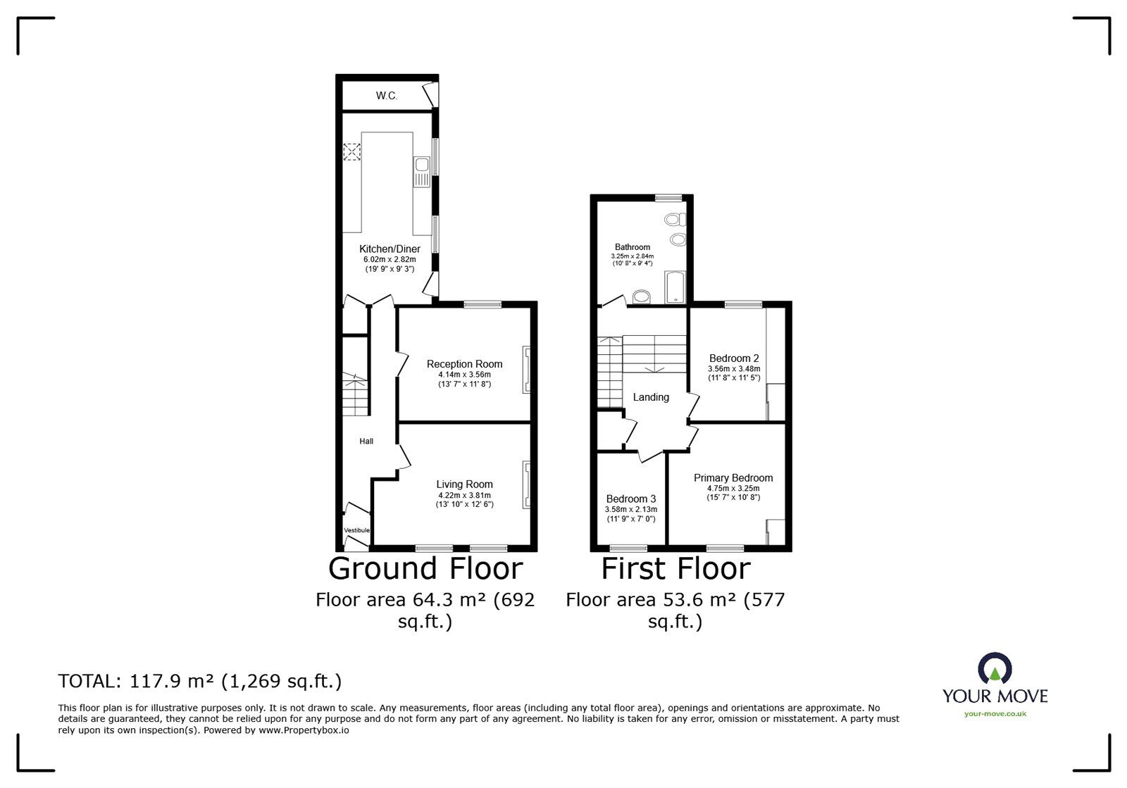 Floorplan of 3 bedroom Mid Terrace House for sale, Hart Street, Carlisle, Cumbria, CA1