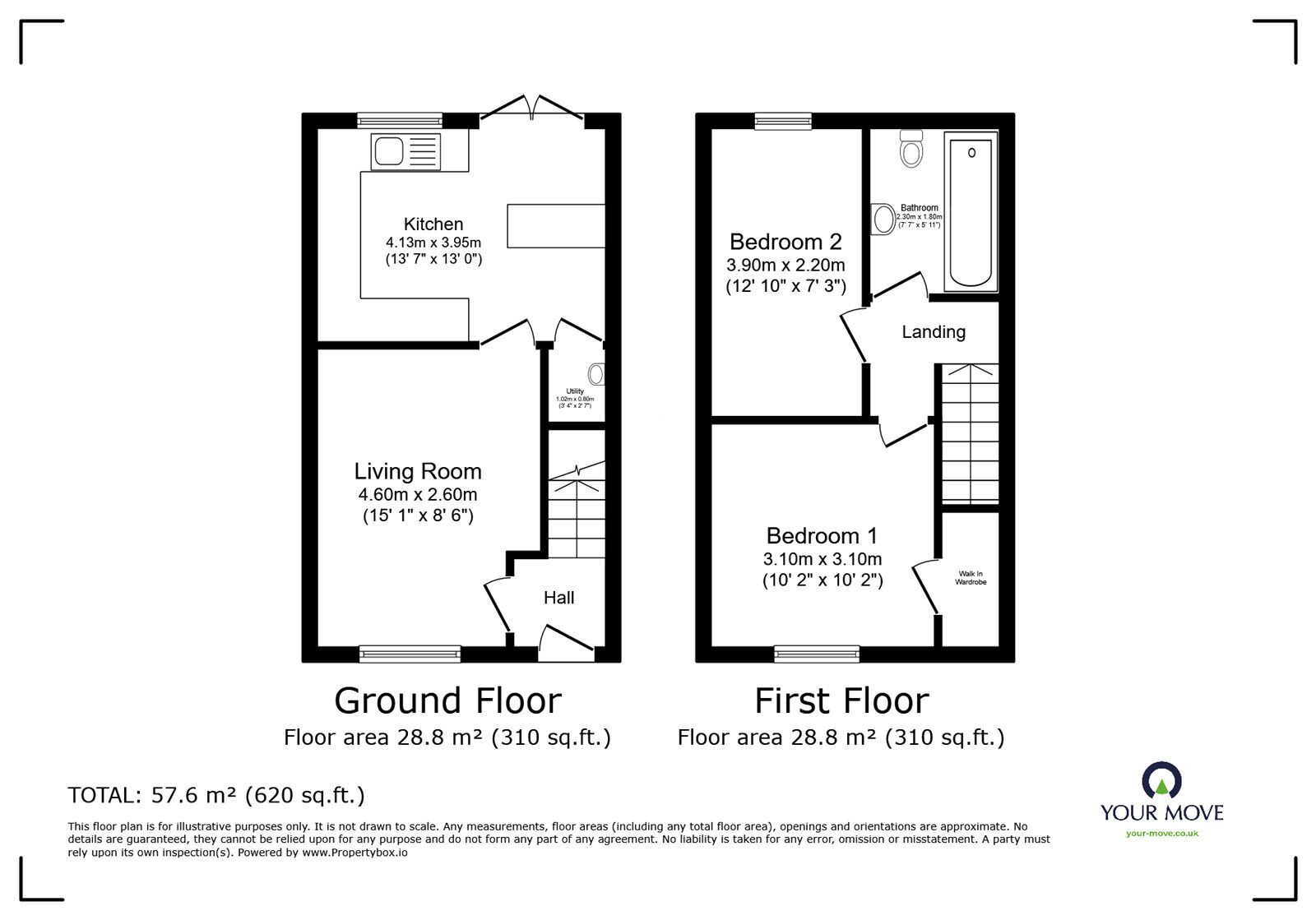 Floorplan of 2 bedroom Semi Detached House for sale, St. Michaels Drive, Longtown, Cumbria, CA6