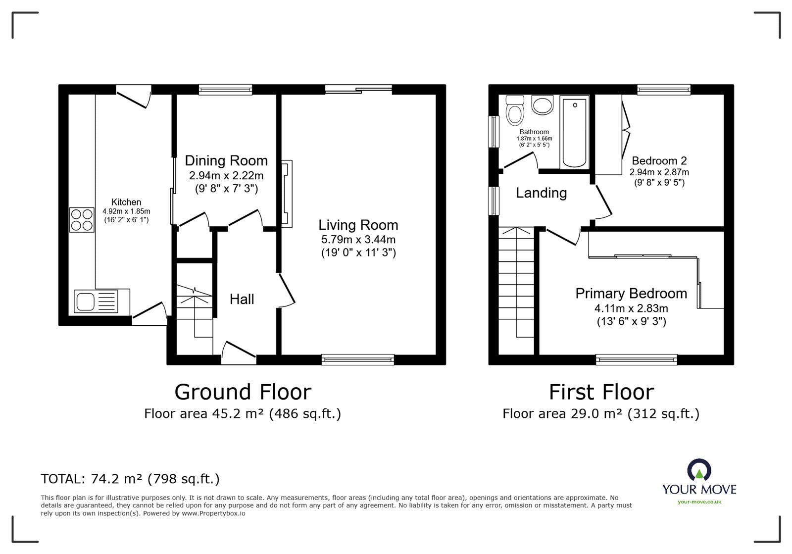 Floorplan of 2 bedroom  House for sale, Pennine Way, Carlisle, Cumbria, CA1