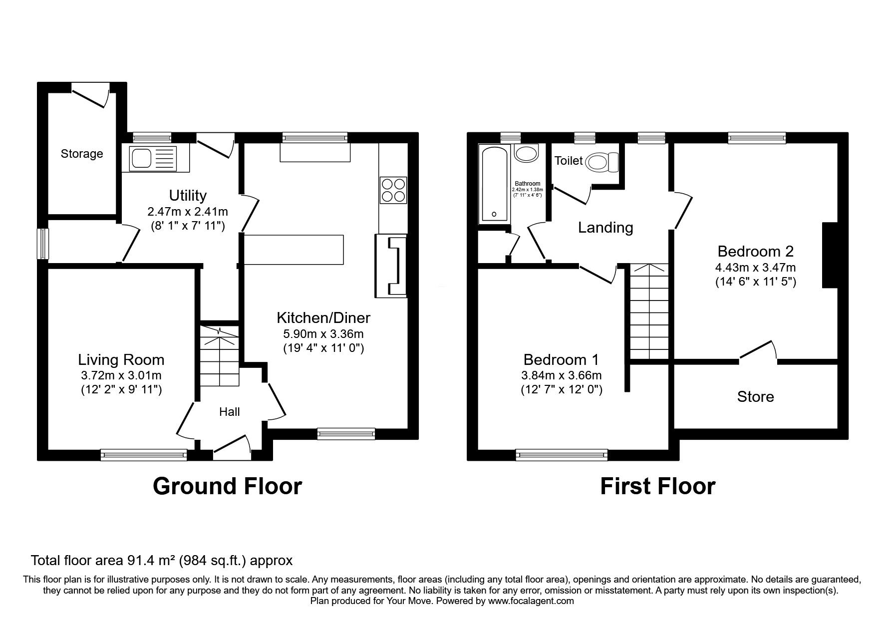 Floorplan of 2 bedroom Semi Detached House for sale, Belah Road, Carlisle, Cumbria, CA3