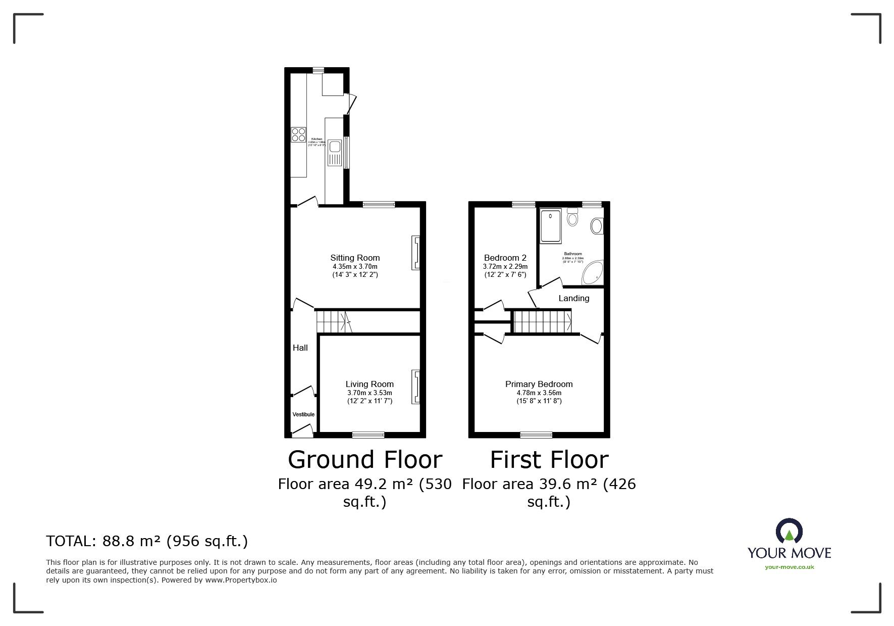 Floorplan of 2 bedroom Mid Terrace House for sale, Red Bank Terrace, Carlisle, Cumbria, CA2