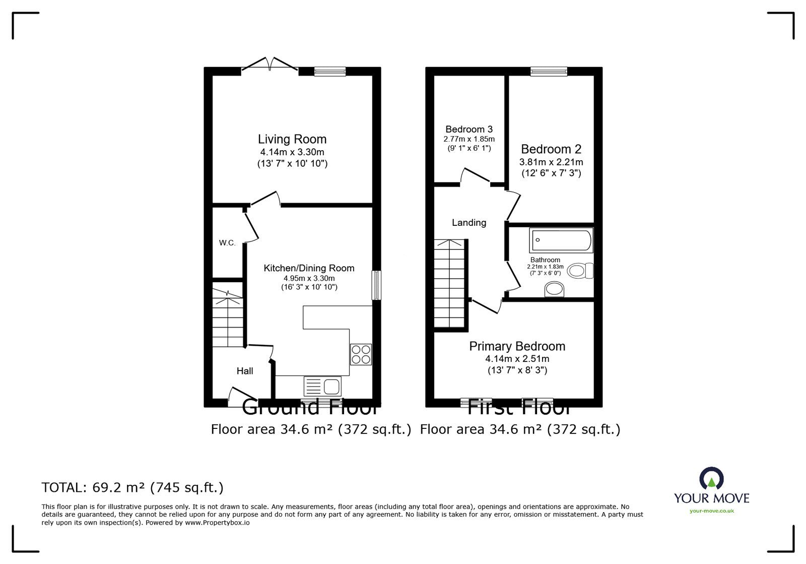 Floorplan of 3 bedroom Semi Detached House for sale, St. Michaels Drive, Longtown, Cumbria, CA6