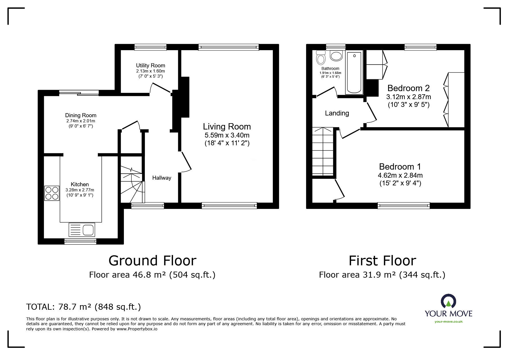 Floorplan of 2 bedroom Semi Detached House for sale, Kentmere Grove, Carlisle, Cumbria, CA2