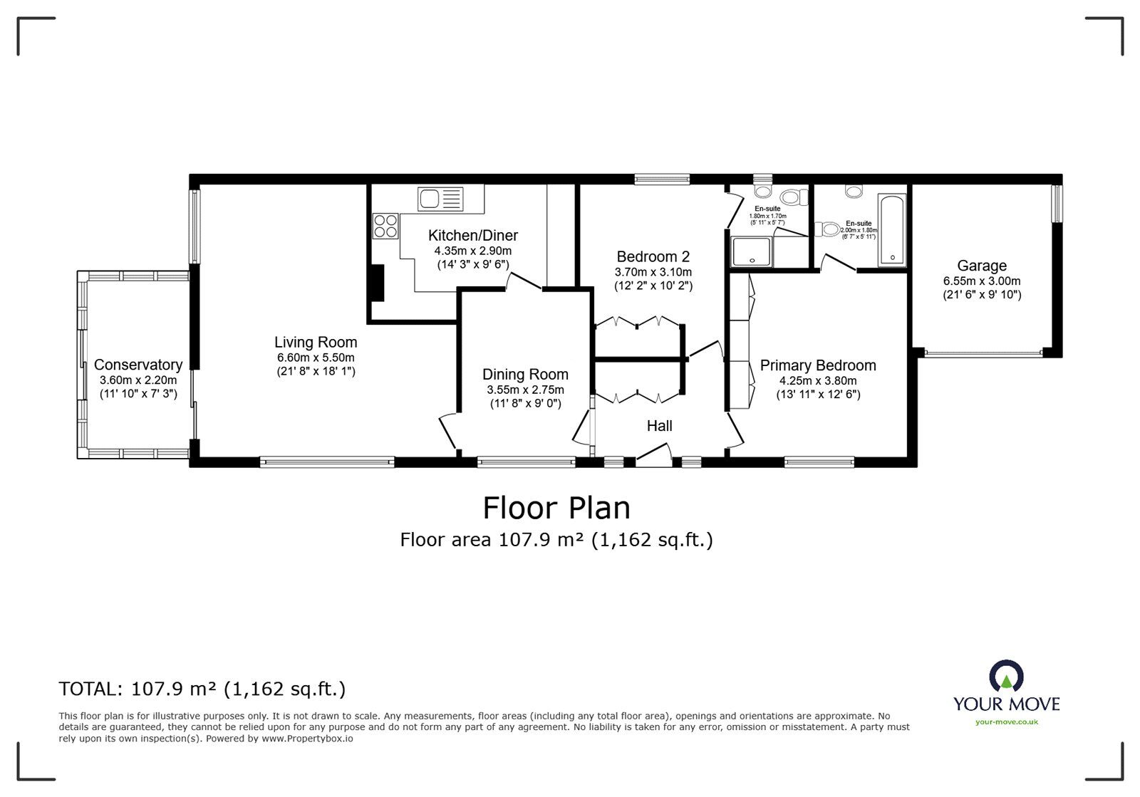 Floorplan of 2 bedroom Detached Bungalow for sale, Townhead Road, Dalston, Cumbria, CA5