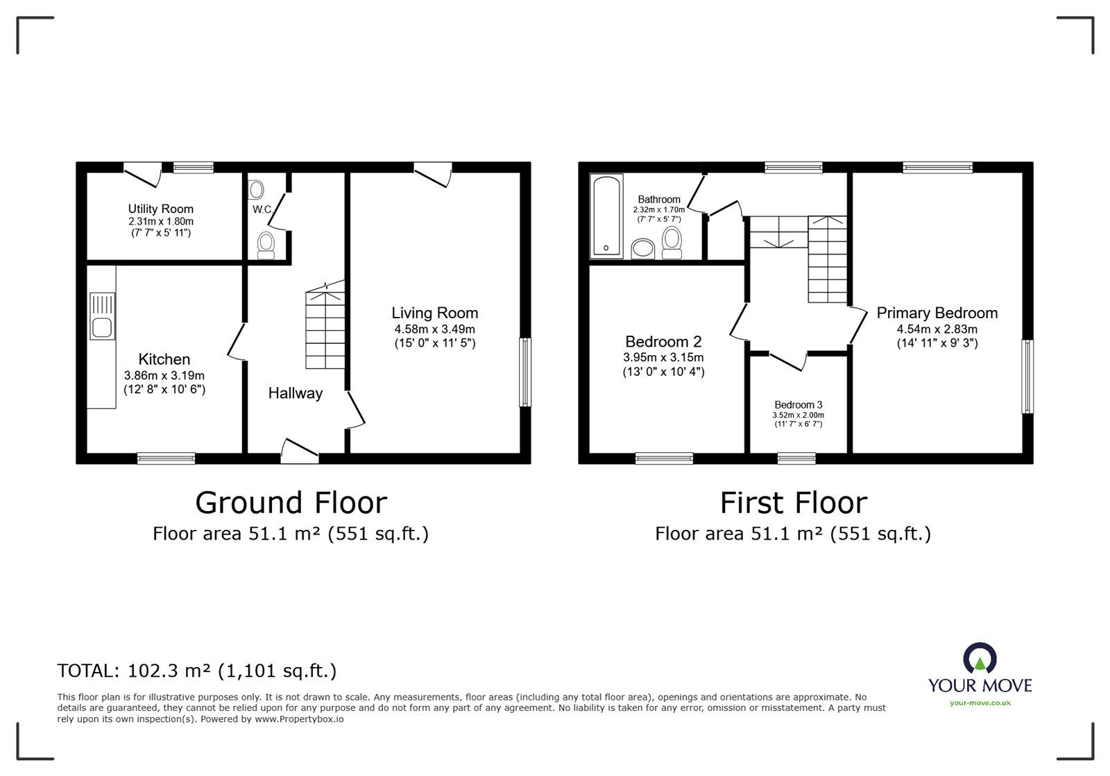 Floorplan of 3 bedroom End Terrace House for sale, Farish Close, Brampton, Cumbria, CA8